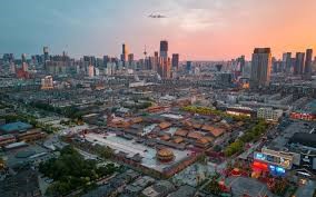 Shenyang City from an aerial view at sunset
